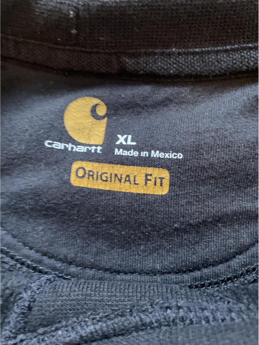 Carhartt 104441 Black Crewneck Sweatshirt XL Sleeve Green Logo Workwear 1889 - Picture 4 of 7